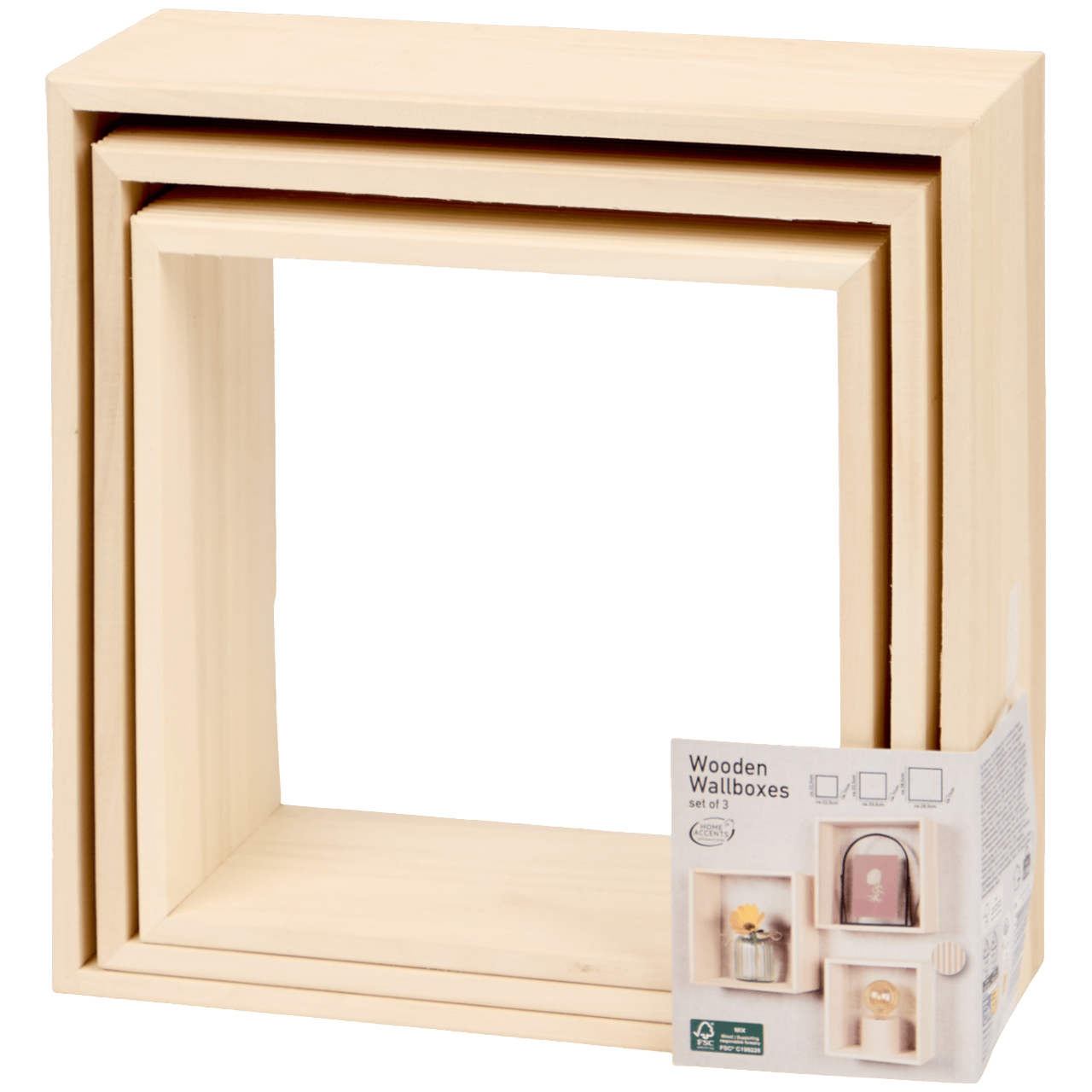 IvoQ Wandplanken Set Hout Vierkant 3 stuks-IvoQ