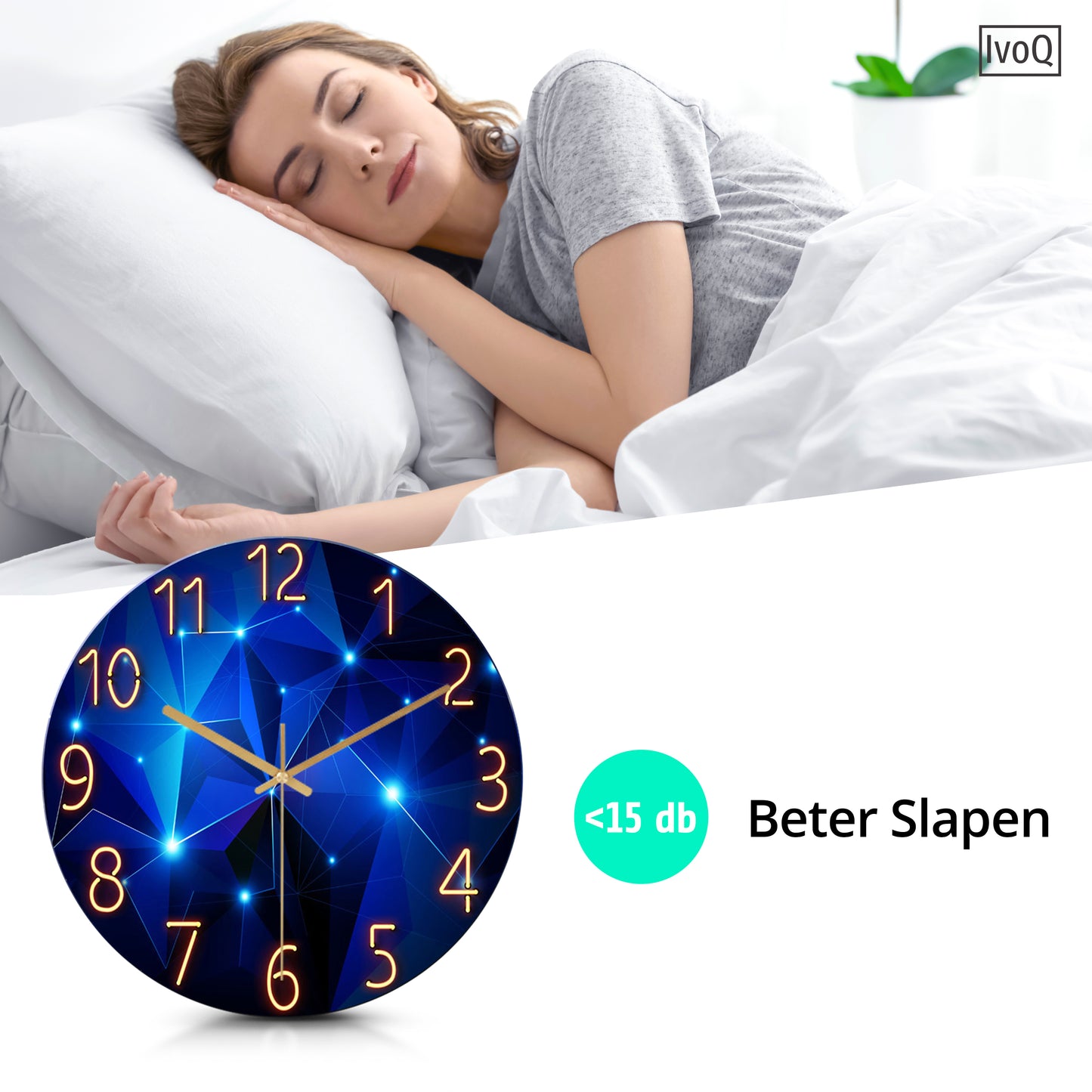 IvoQ Stille Wandklok Blauw Design Ø 30 cm-IvoQ