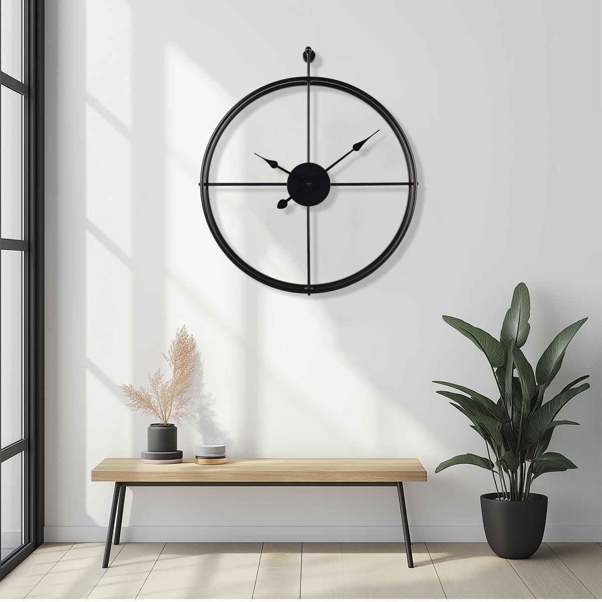 IvoQ Wandklok Zwart Industrieel Metaal 60 cm-IvoQ