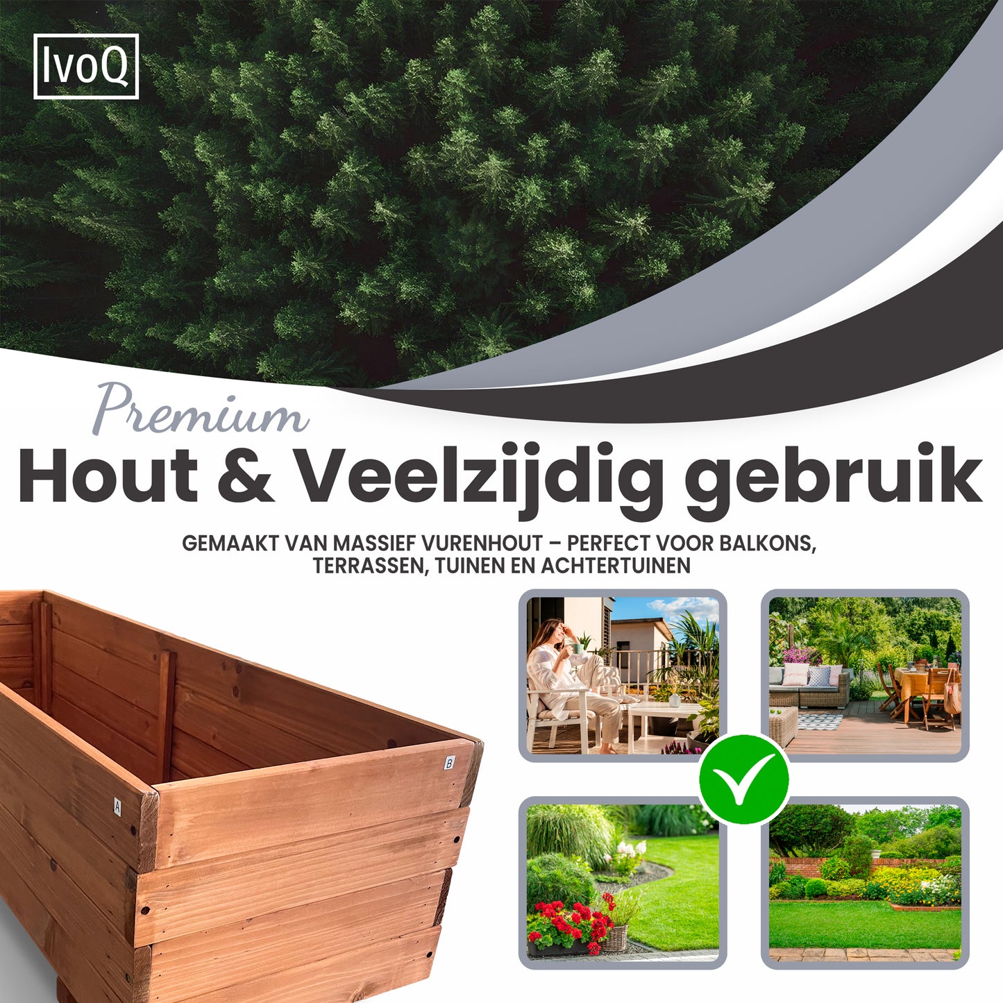 IvoQ Plantenbak Hout 120x40x32 cm-IvoQ