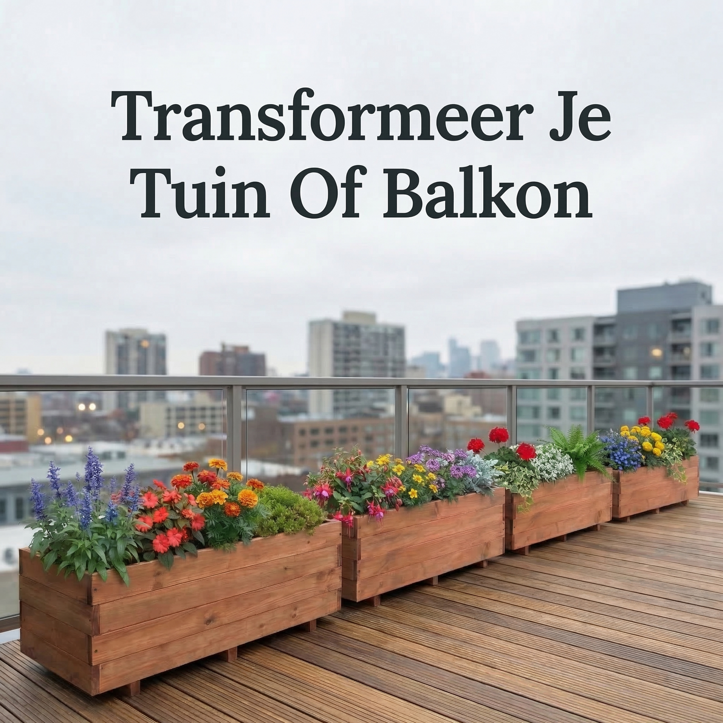 Ensemble de 4 jardinières en bois IvoQ – 120 x 40 x 32 cm – Bois certifié FSC