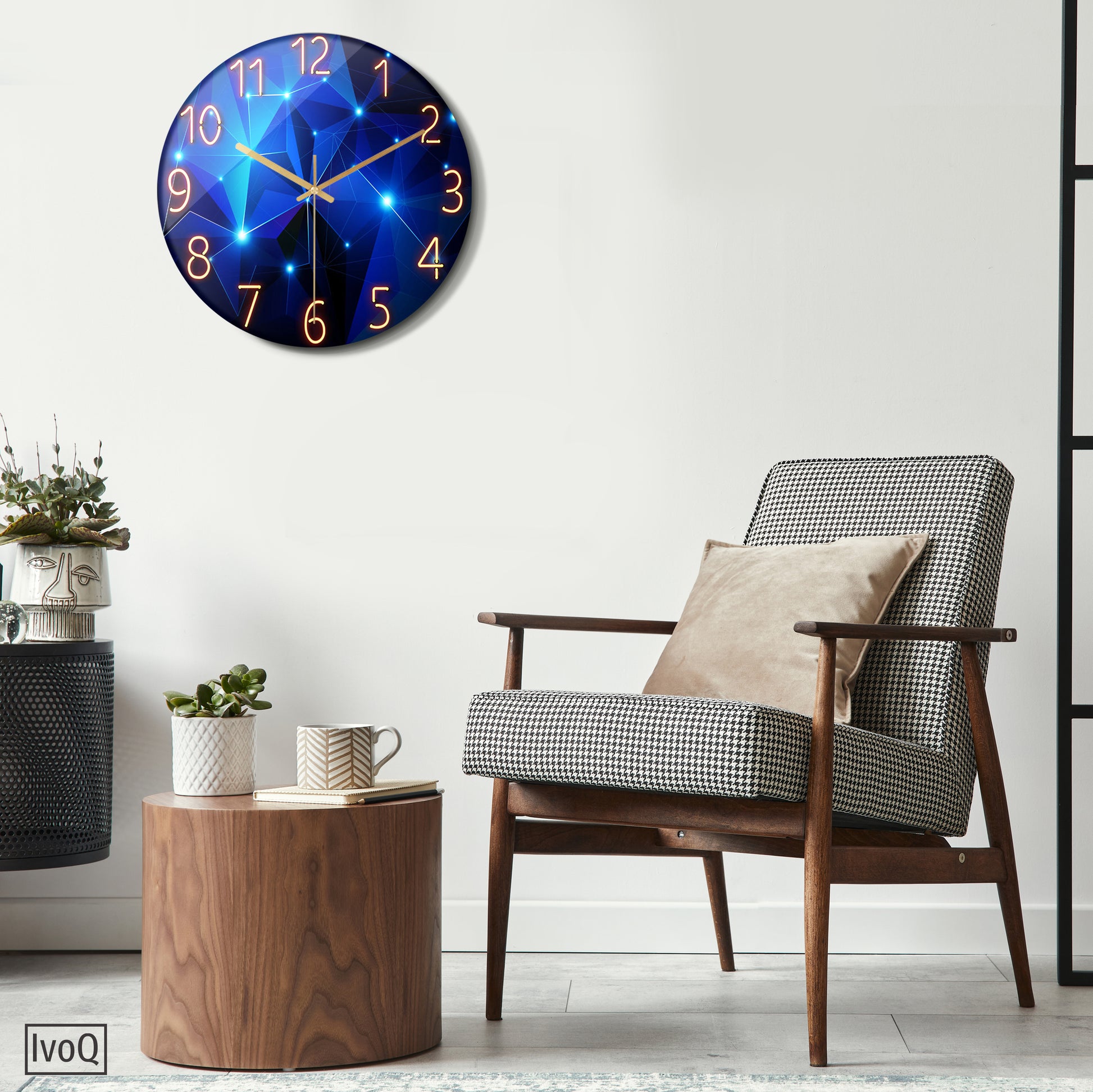 IvoQ Stille Wandklok Blauw Design Ø 30 cm-IvoQ