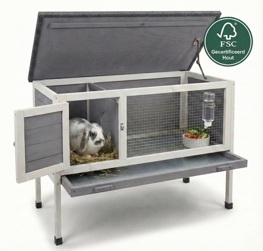 Clapier à lapins IvoQ en bois 91,5 x 45 x 70 cm certifié FSC