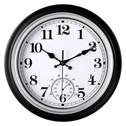 IvoQ Vintage Wandklok met Thermometer voor Binnen/Buiten Ø 30 cm-IvoQ