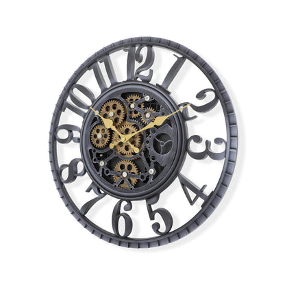 IvoQ Industriële Wandklok met Bewegende Tandwielen-IvoQ