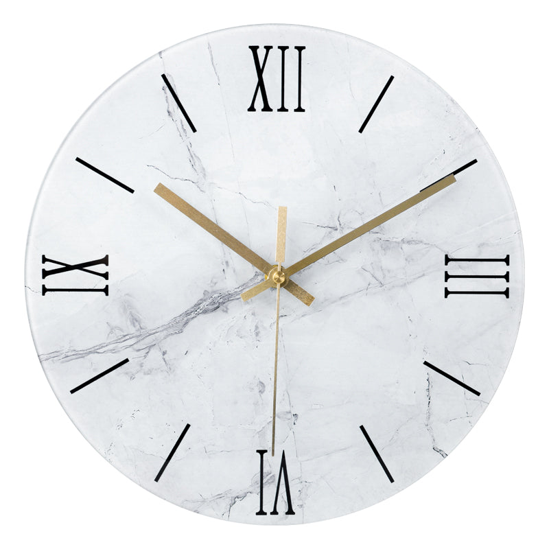 IvoQ Marmerlook Glazen Wandklok Ø 30 cm-IvoQ