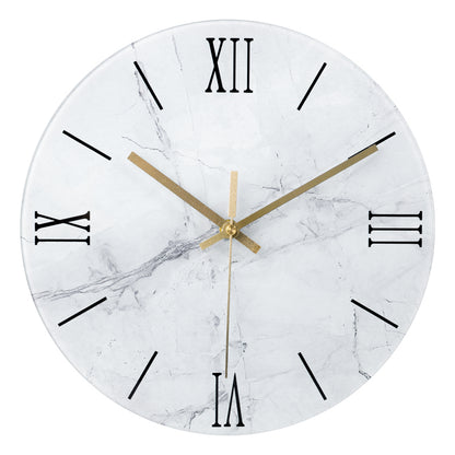 IvoQ Marmerlook Glazen Wandklok Ø 30 cm-IvoQ