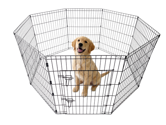 IvoQ Parc pour chiots - 8 panneaux (76x61 cm) - Noir