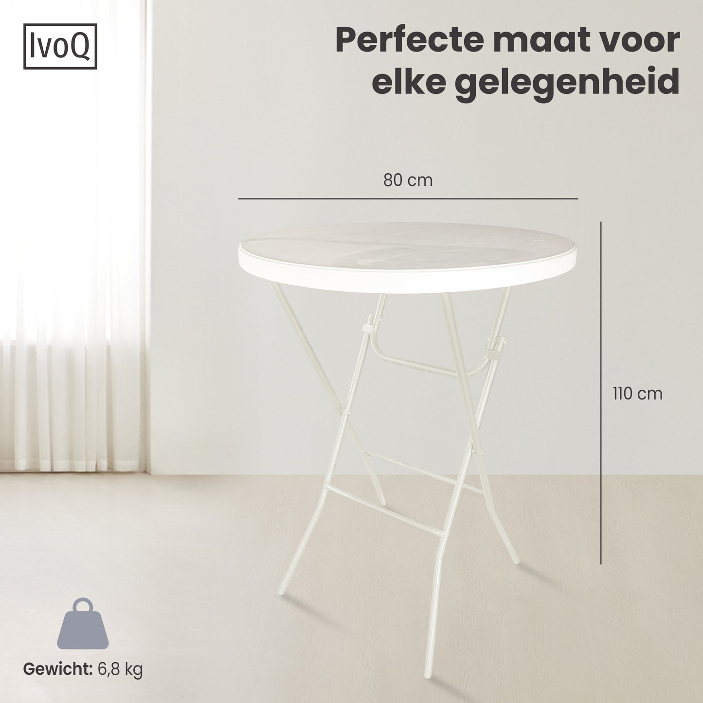 IvoQ Statafels Set Wit met Hoezen Ø80x110 cm-IvoQ