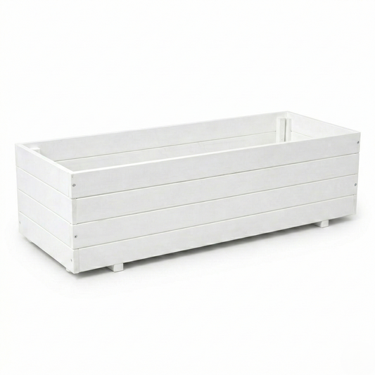 Jardinière d'extérieur en bois IvoQ - Bois certifié FSC - 120 x 40 x 32 cm - Blanc