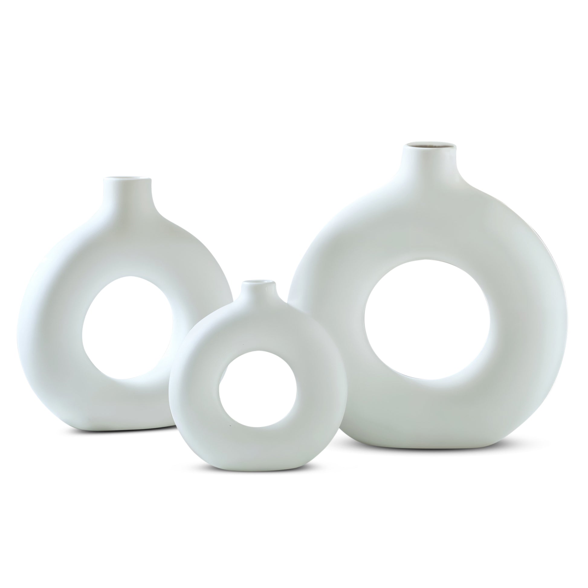 IvoQ Donut Vazen Set 3 stuks Wit-IvoQ