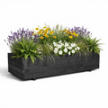 Jardinière d'extérieur de luxe IvoQ en bois noir certifié FSC - Jardinière résistante aux intempéries - 120 x 40 x 32 cm