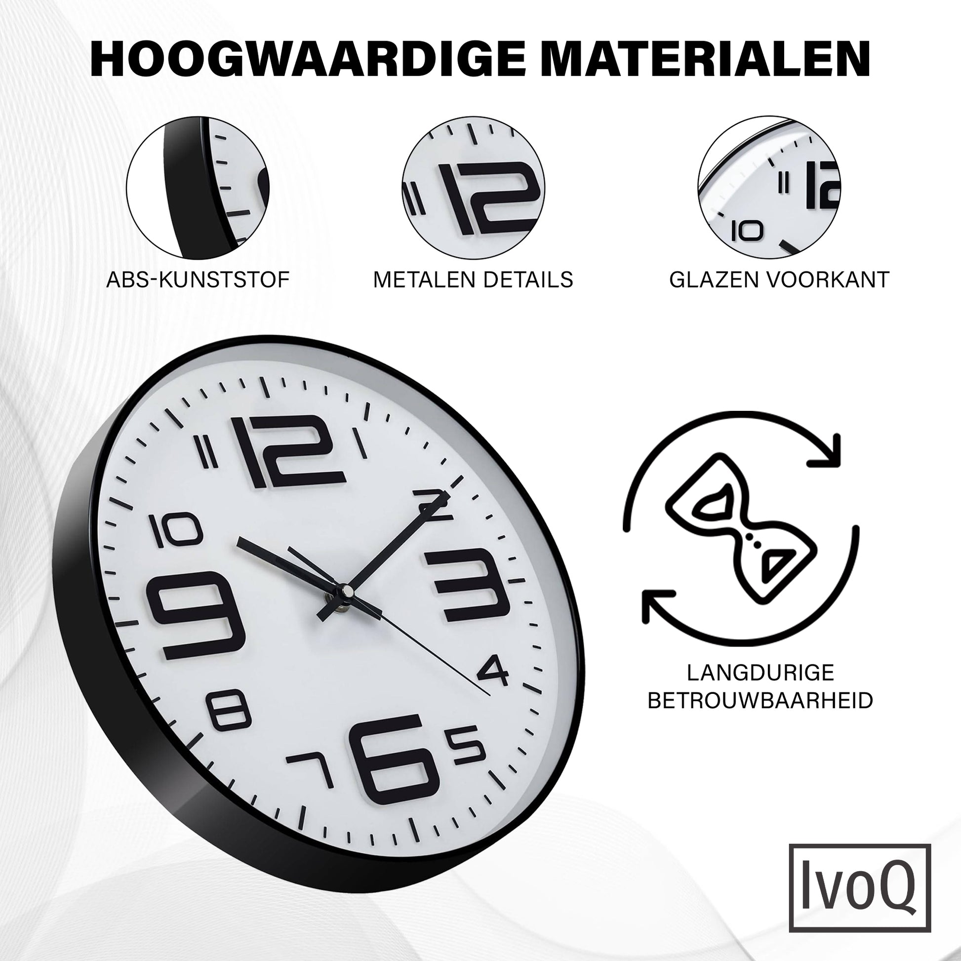 IvoQ Wandklok Modern Design Wit 30 cm-IvoQ