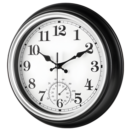 IvoQ Vintage Wandklok met Thermometer voor Binnen/Buiten Ø 30 cm-IvoQ