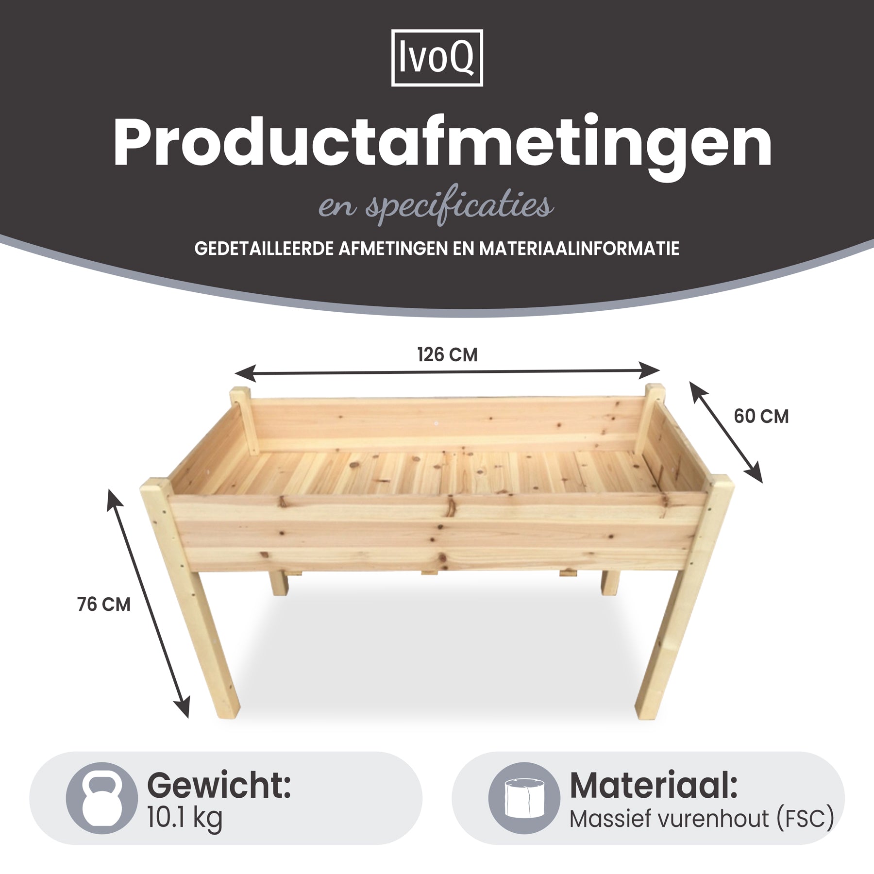 IvoQ Verhoogde Plantenbak FSC 126x60x76 cm-IvoQ