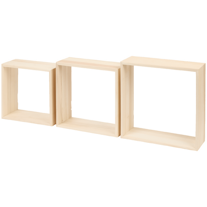 IvoQ Wandplanken Set Hout Vierkant 3 stuks-IvoQ