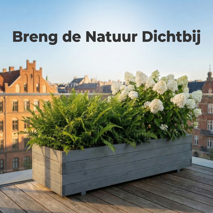 Jardinière en bois IvoQ grise - Bois certifié FSC - 120 x 40 x 32 cm
