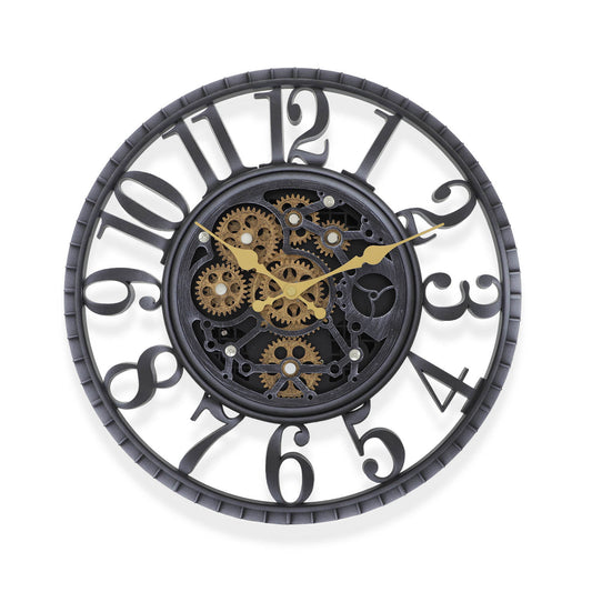 IvoQ Industriële Wandklok met Bewegende Tandwielen-IvoQ