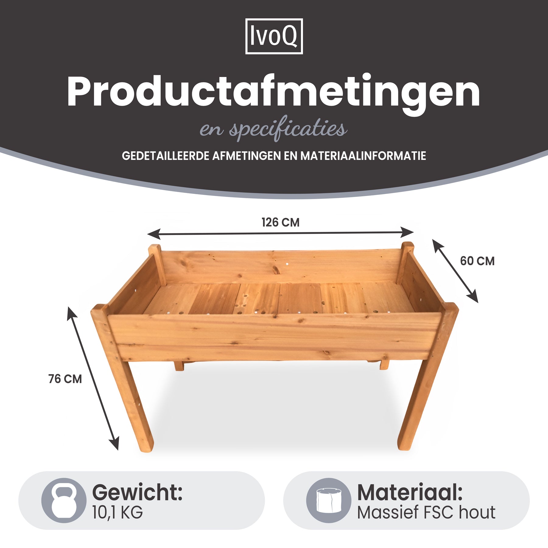 IvoQ Verhoogde Plantenbak FSC 126x60x76 cm-IvoQ