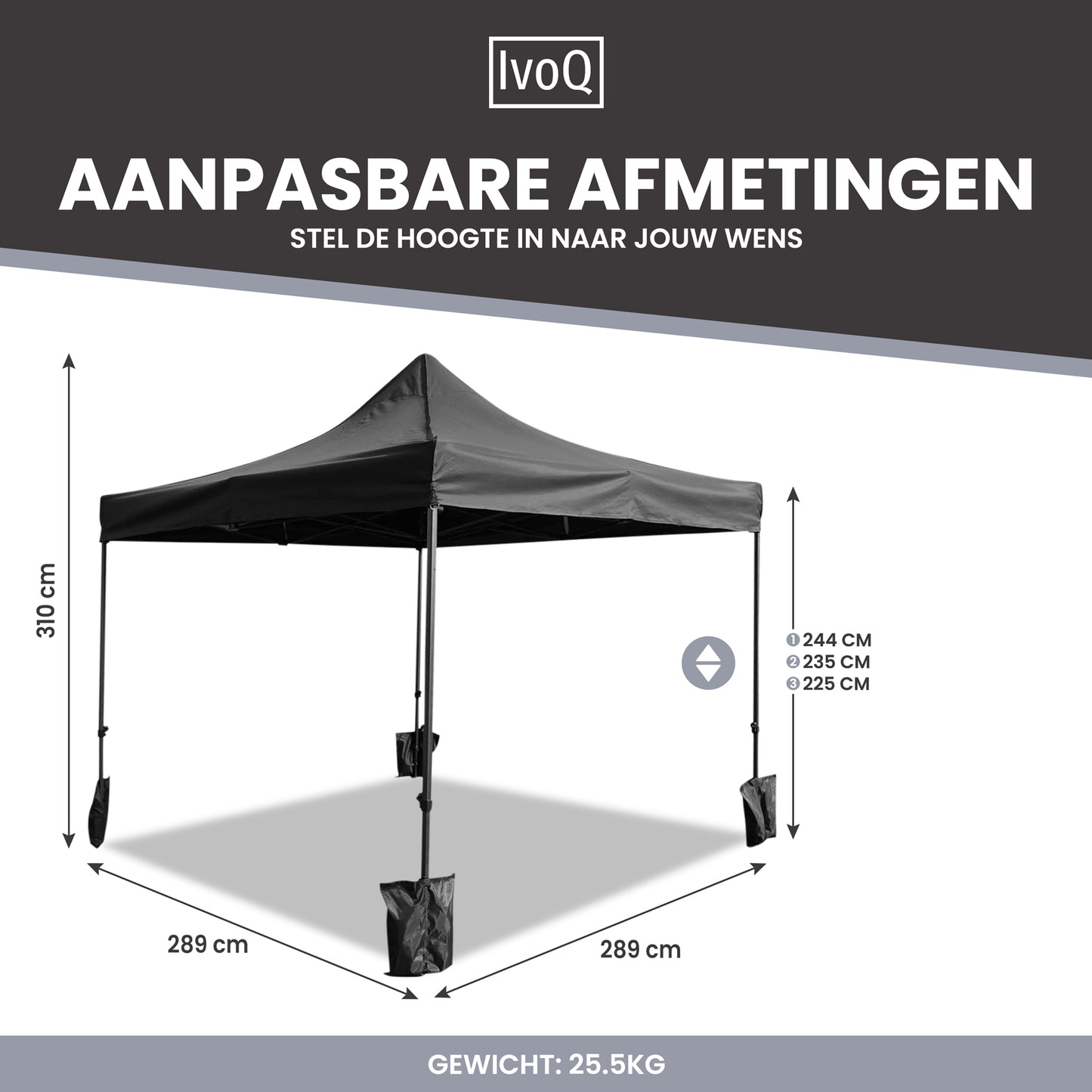 IvoQ Partytent 3x3 m Zwart Waterdicht-IvoQ
