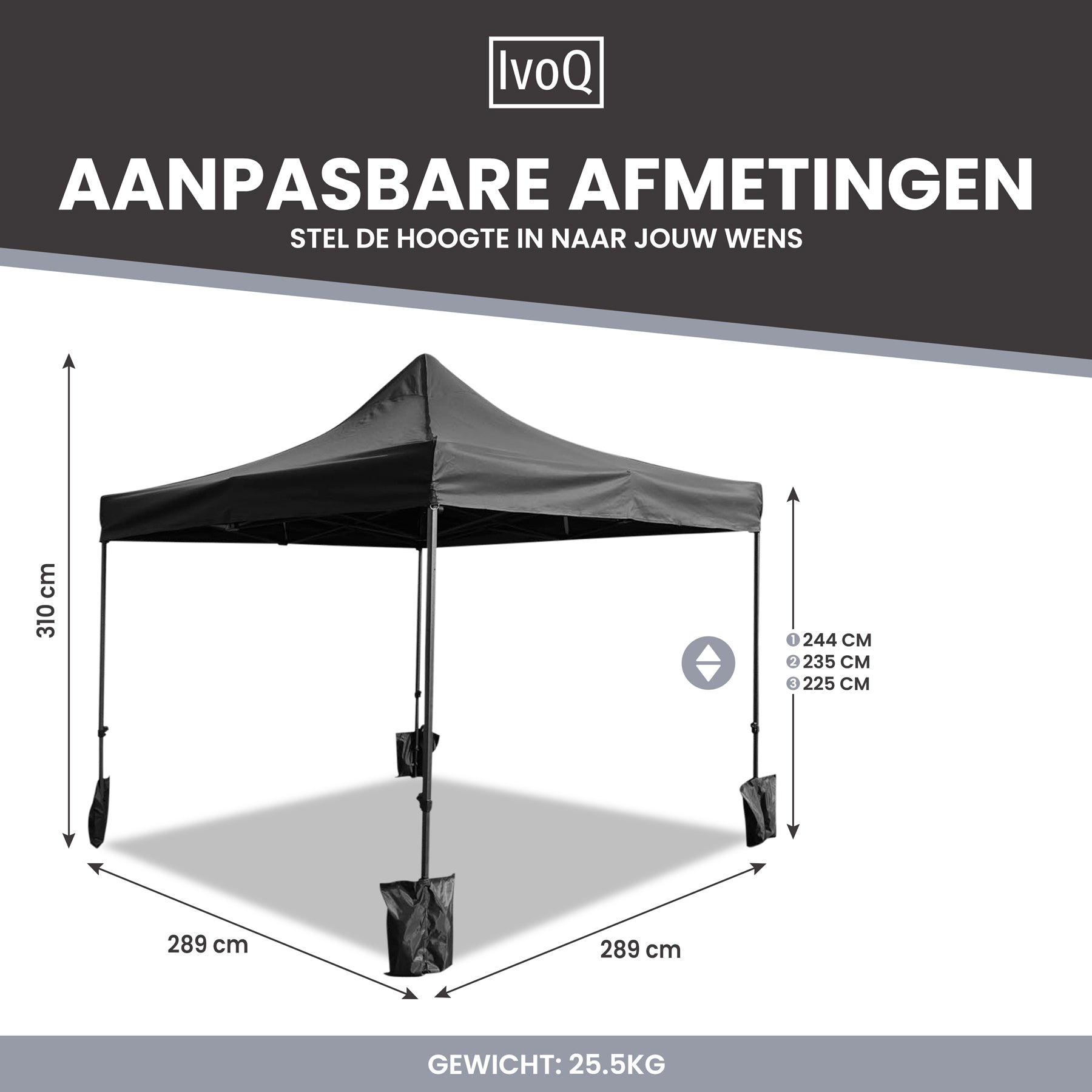 IvoQ Partytent 3x3 m Zwart Waterdicht-IvoQ