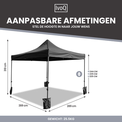 IvoQ Partytent 3x3 m Zwart Waterdicht-IvoQ