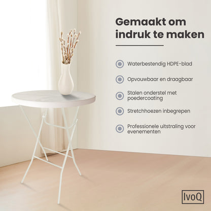 IvoQ Statafels Set Wit met Hoezen Ø80x110 cm-IvoQ