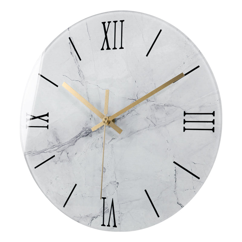 IvoQ Marmerlook Glazen Wandklok Ø 30 cm-IvoQ