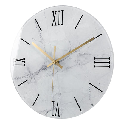 IvoQ Marmerlook Glazen Wandklok Ø 30 cm-IvoQ