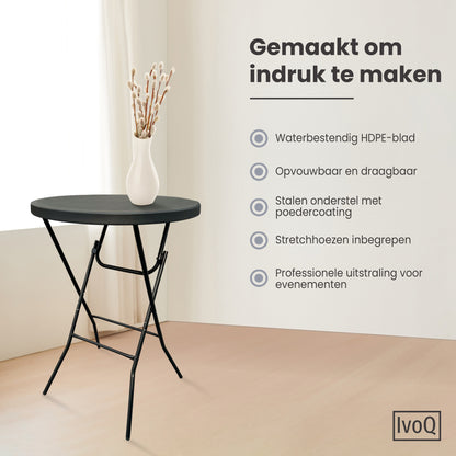IvoQ Statafels Set Zwart met Hoezen Ø80x110 cm-IvoQ
