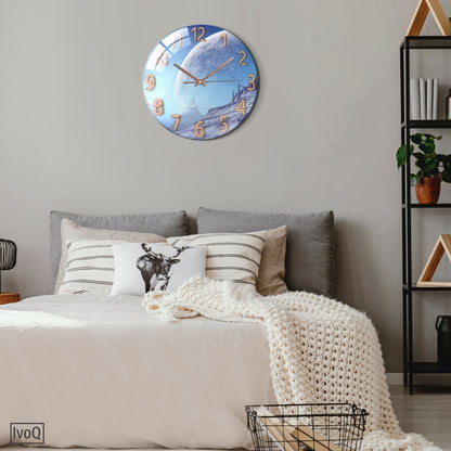 IvoQ Wandklok Uniek Blauw Maan Design Ø 30 cm-IvoQ