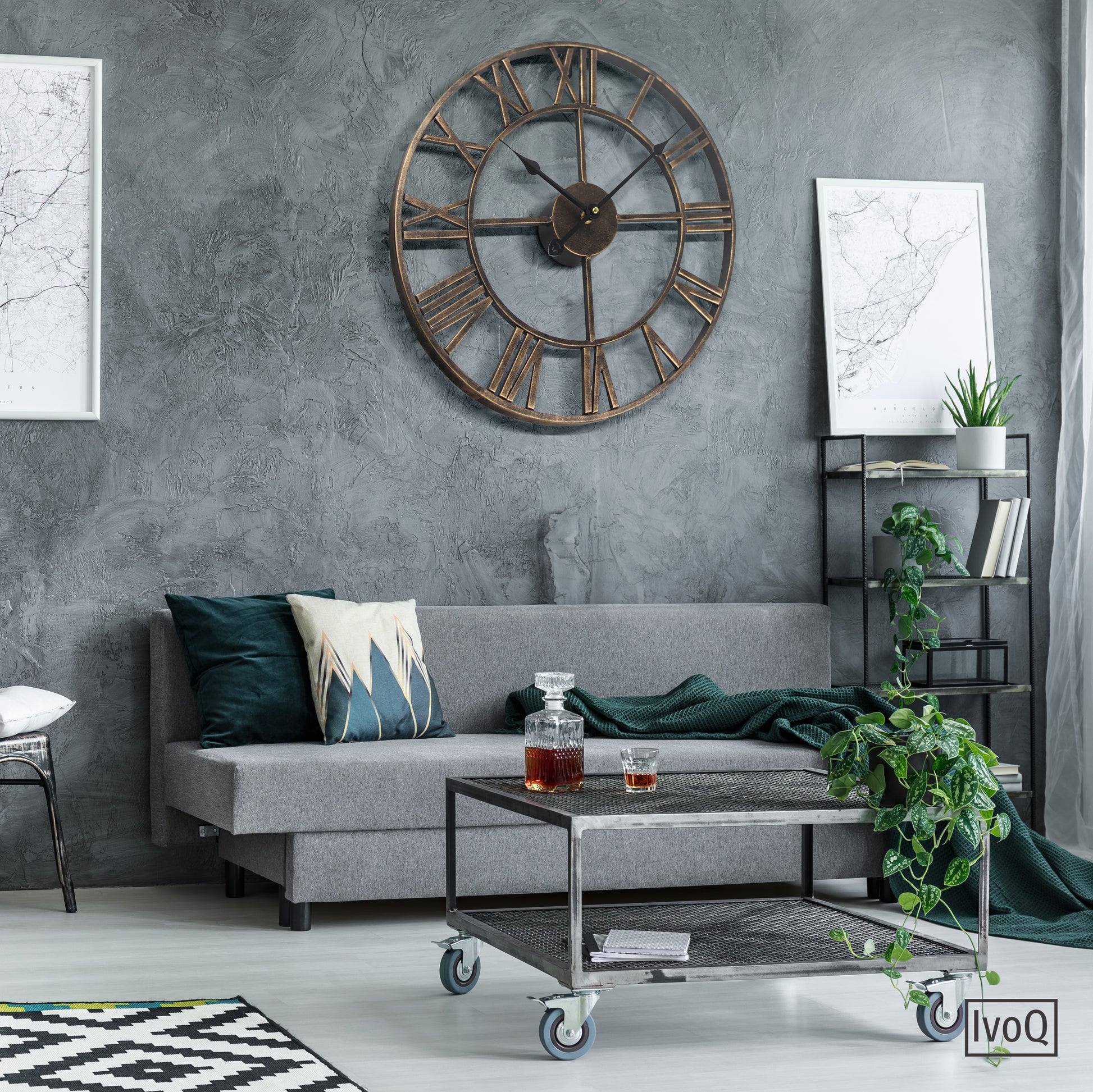 IvoQ Wandklok Goud Metaal Romeins 40 cm-IvoQ