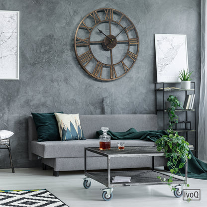IvoQ Wandklok Goud Metaal Romeins 40 cm-IvoQ