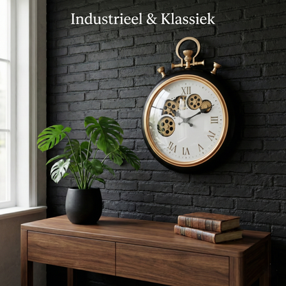 Horloge murale industrielle IvoQ avec engrenages mobiles Ø 30 cm