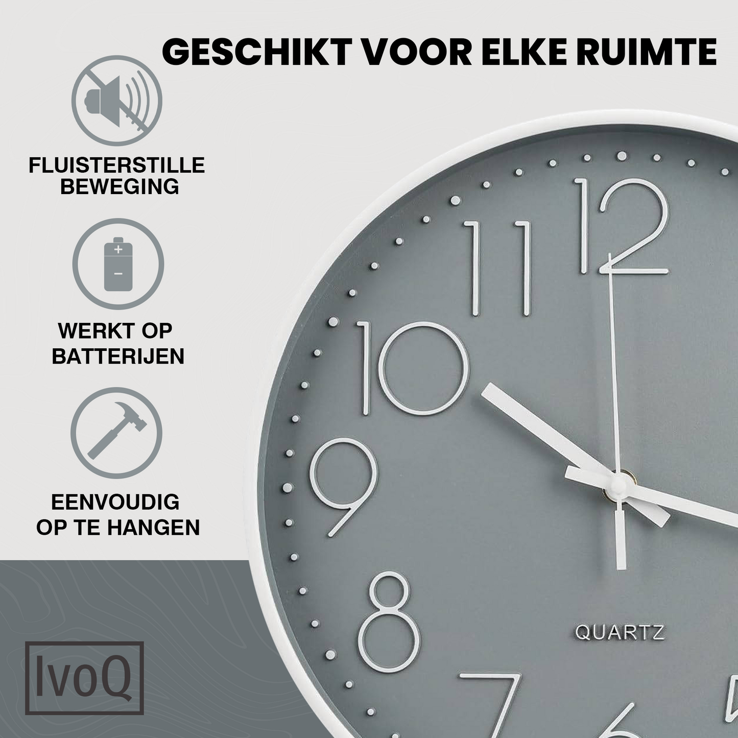 IvoQ Design Wandklok Grijs Ø30 cm-IvoQ