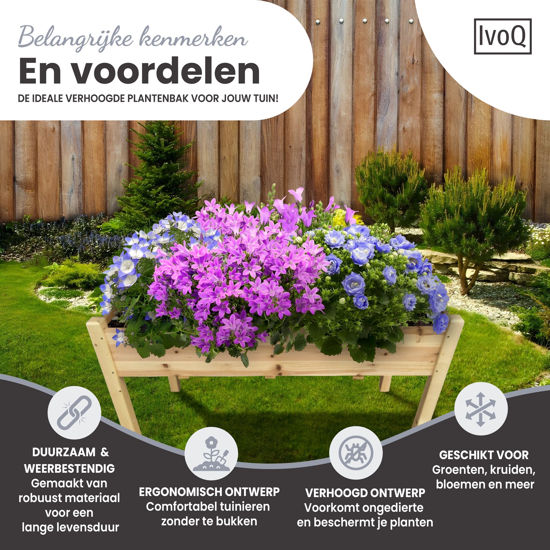 IvoQ Verhoogde Plantenbak FSC 126x60x76 cm-IvoQ