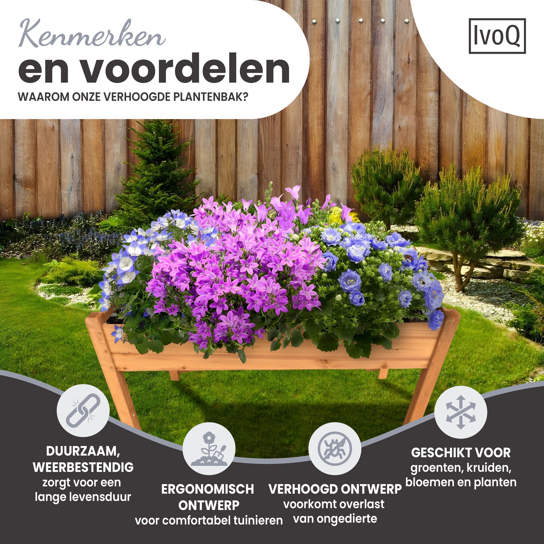 IvoQ Verhoogde Plantenbak FSC 126x60x76 cm-IvoQ