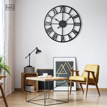 IvoQ Wandklok Zwart Metaal Romeins 40 cm-IvoQ
