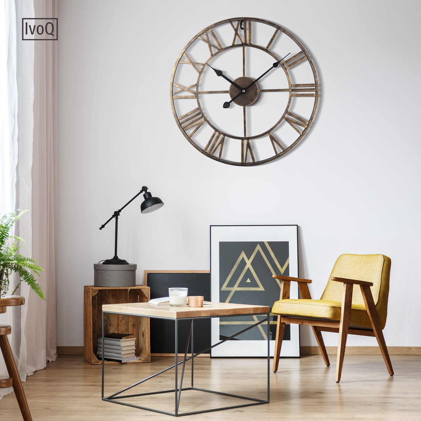 IvoQ Wandklok Goud Metaal Romeins 40 cm-IvoQ