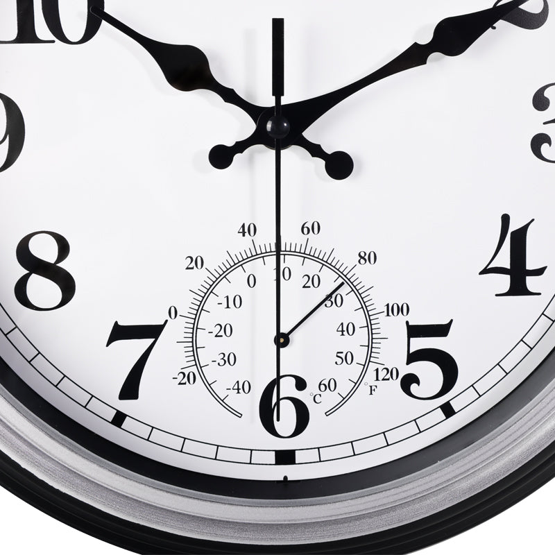 IvoQ Vintage Wandklok met Thermometer voor Binnen/Buiten Ø 30 cm-IvoQ