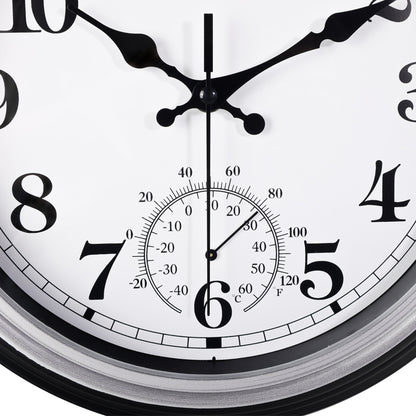 IvoQ Vintage Wandklok met Thermometer voor Binnen/Buiten Ø 30 cm-IvoQ