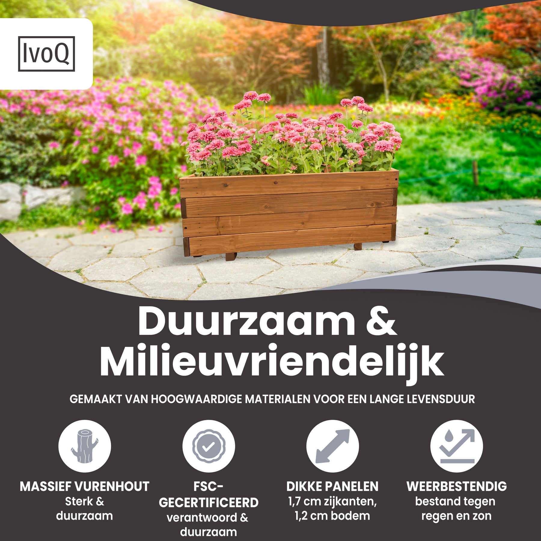 IvoQ Plantenbak Hout 80x40x32 cm-IvoQ