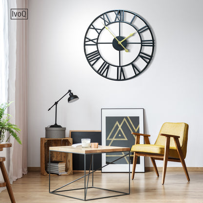 IvoQ Wandklok Zwart Romeins Gouden Wijzers 40 cm-IvoQ