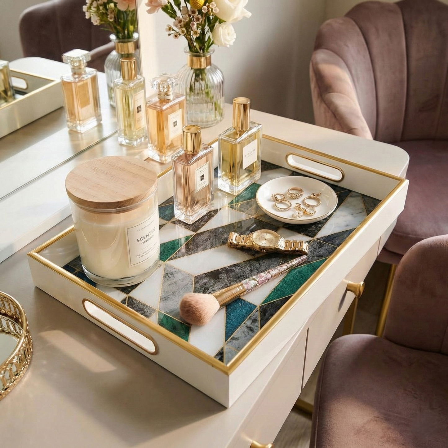 Plateau de luxe IvoQ aspect marbre