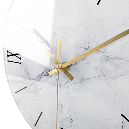 IvoQ Marmerlook Glazen Wandklok Ø 30 cm-IvoQ