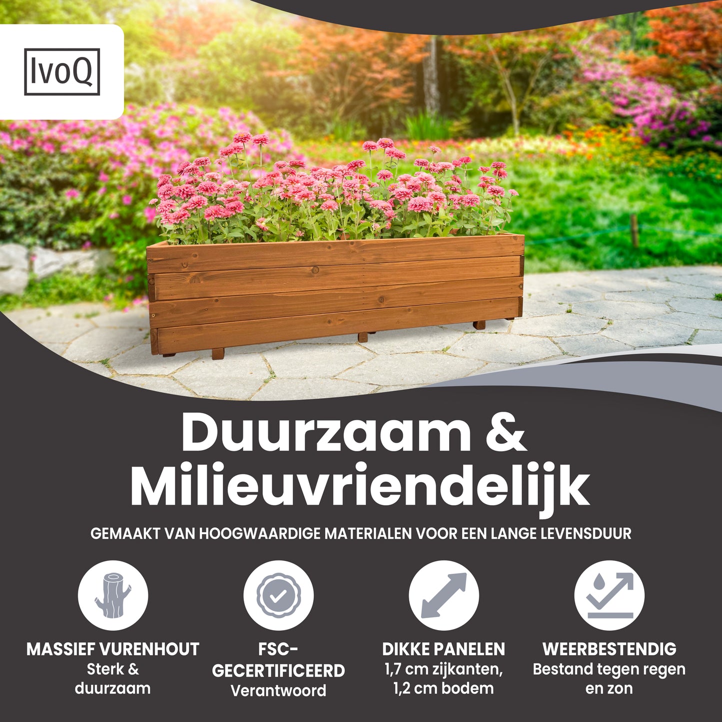 IvoQ Plantenbak Hout 120x40x32 cm-IvoQ