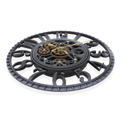 IvoQ Industriële Wandklok met Bewegende Tandwielen-IvoQ