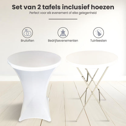 IvoQ Statafels Set Wit met Hoezen Ø80x110 cm-IvoQ