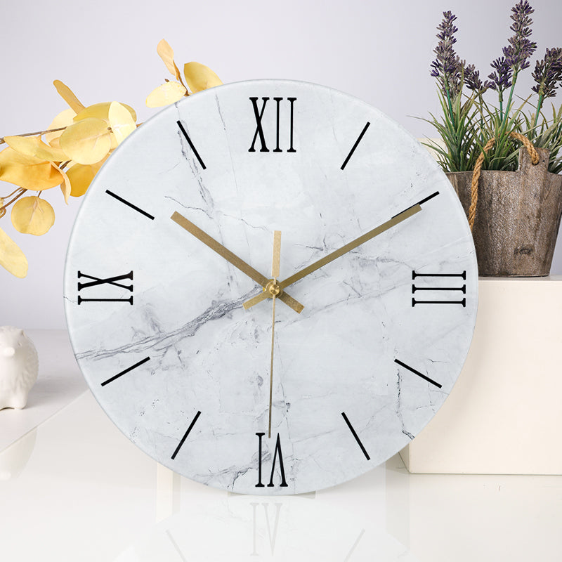 IvoQ Marmerlook Glazen Wandklok Ø 30 cm-IvoQ