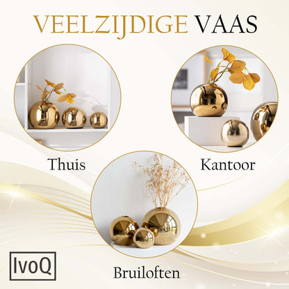 IvoQ Vazenset Goud Keramiek Luxe 3 Delig-IvoQ